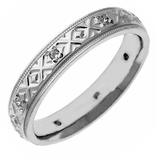 Platinum XXO Diamond Wedding Band Ring for Women