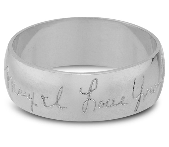 Your Handwritten Wedding Band Ring, 14K White Gold