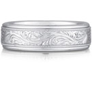 Paisley Engraved Wedding Band in 18K White Gold