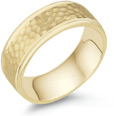 8mm Hammered Wedding Band in 18K Yellow Gold