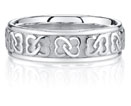 Interlaced Celtic Heart Knot Wedding Band Ring, 14K White Gold