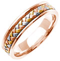 14K Rose and Tri-Color Gold Braided Wedding Band Ring