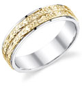 14K Two-Tone Gold Double Floral Band Wedding Ring