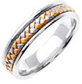 14K White and Tri-Color Gold Braided Wedding Band Ring