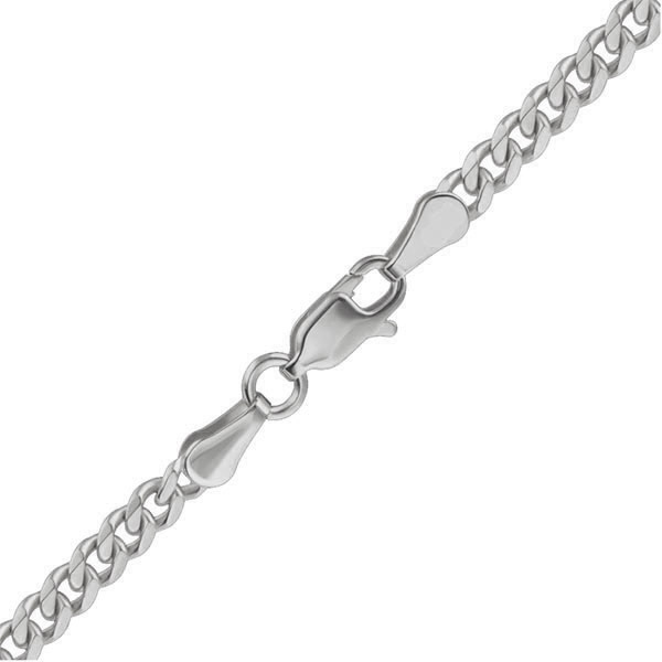 14K White Gold 3.4mm Heavy Curb Link Chain Necklace