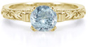 1 Carat Art Deco Light Blue Aquamarine Engagement Ring, 14K Yellow Gold