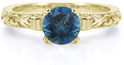 1 Carat Deep London Blue Topaz Art Deco Ring, 14K Yellow Gold