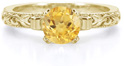 1 Carat Lotus Flower Design Citrine Engagement Ring, 14K Yellow Gold