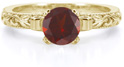 1 Carat Lotus Flower Red Garnet Engagement Ring, 14K Yellow Gold