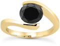 1 Carat Tension-Set Black Diamond Engagement Ring, 14K Yellow Gold