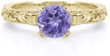 1 Carat Violet Floral Tanzanite Engagement Ring, 14K Yellow Gold