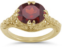 1800s Vintage Red-Rose Garnet Oval Ring in 14K Yellow Gold