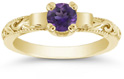Art Deco Inspired Amethyst Ring, 1/2 Carat, 14K Yellow Gold