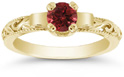 Art Deco Crimson Garnet Ring, 14K Yellow Gold