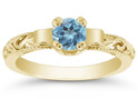 Lotus Flower Blue Topaz Ring in 14K Yellow Gold