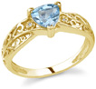 Trillion-Shaped Swiss Blue Topaz and Diamond Ring, 14K Yellow Gold