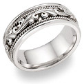 paisley wedding band ring white gold