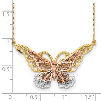 14K Gold Tri-Color Butterfly Necklace 3