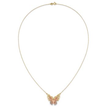 Tri-Color Butterfly Necklace in 14K Gold 3