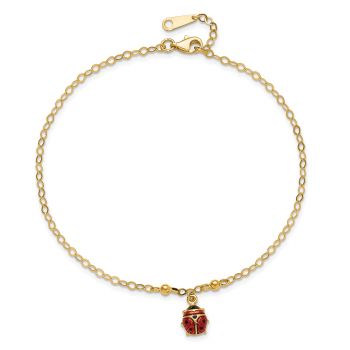 Ladybug Anklet, 14K Gold 2