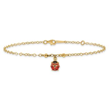 Ladybug Anklet, 14K Gold 3