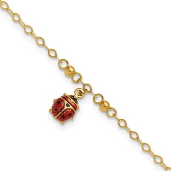 Ladybug Anklet, 14K Gold 4