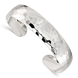 Sterling Silver Hammered Cuff Bangle Bracelet
