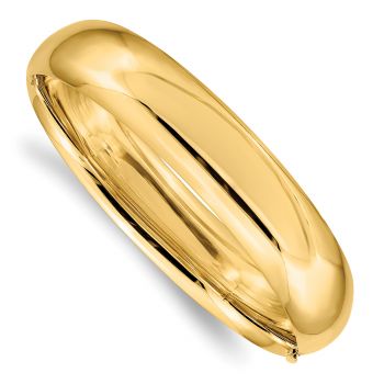 9/16" 14K Gold Plain Polished Hinged Bangle Bracelet