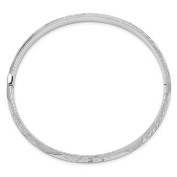 14K White Gold Florentine Bangle Bracelet 2