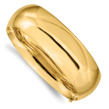 Extra Wide 3/4" 14K Gold Hinged Plain Bangle Bracelet