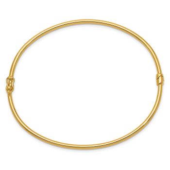 Hinged 2mm Plain Oval Polished Bangle Bracelet in 14K Gold 2
