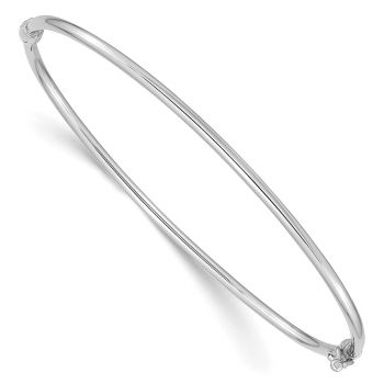 14K White Gold 2mm Hinged Bangle Bracelet
