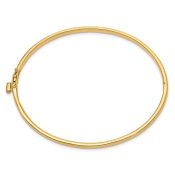 14K Gold 3.6mm Hinged Oval Plain Bangle Bracelet 2