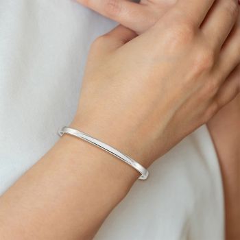 4mm Sterling Silver Cuff Bangle Bracelet 3