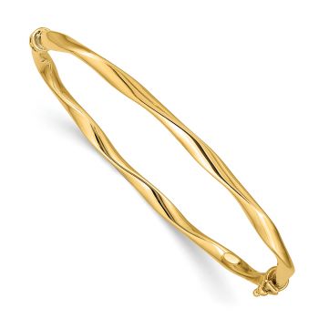 Twisted Italian 14K Gold Hinged Bangle Bracelet