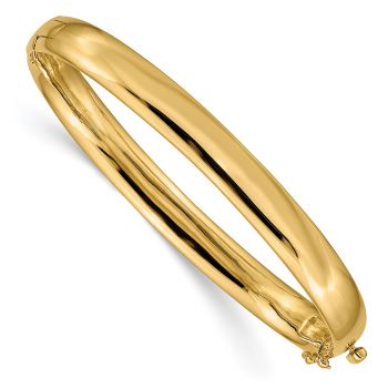 6.4mm 14K Solid Gold Engravable Hinged Bangle Bracelet