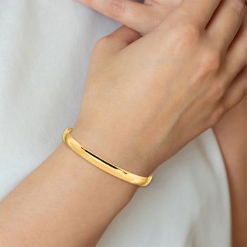 6mm 14K Gold Plain Solid Slip-On Bange Bracelet 3