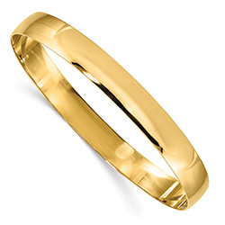 8mm Solid 14K Gold Plain Slip-On Bangle Bracelet