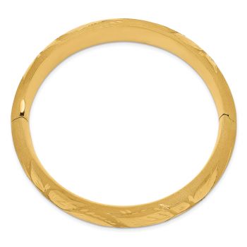 Florentine-Engraved Floral Hinged Bangle Bracelet, 14K Gold 2