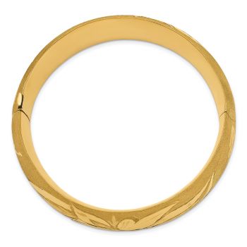 Wide Florentine Engraved Hinged Bangle Bracelet, 14K Gold 2