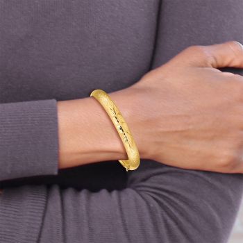 Florentine Hinged Bangle Bracelet, 14K Gold 3