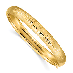 Florentine Hinged Bangle Bracelet, 14K Gold