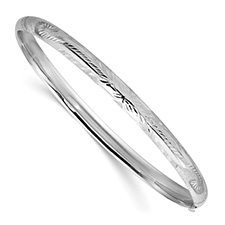 14K White Gold Florentine Engraved Bangle Bracelet