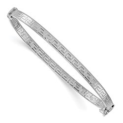 Greek Key Hinged Bangle Bracelet in Sterling Silver