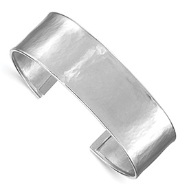 Italian Silver Hammered Cuff Bangle Bracelet