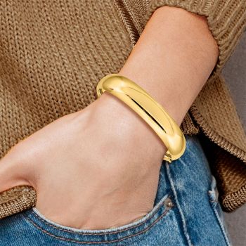 Large 14K Gold Hinged Plain Bangle Bracelet (14.5mm) 3