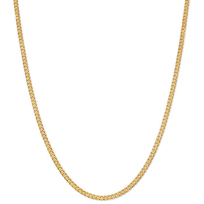 2.3mm Curb Chain Necklace, 14K Solid Gold
