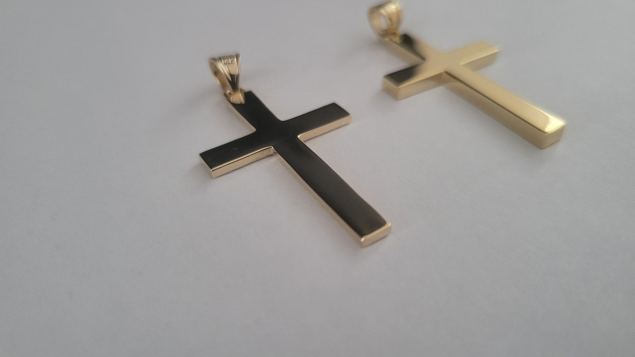 Men's Polished Cross Pendant 14K Solid Gold