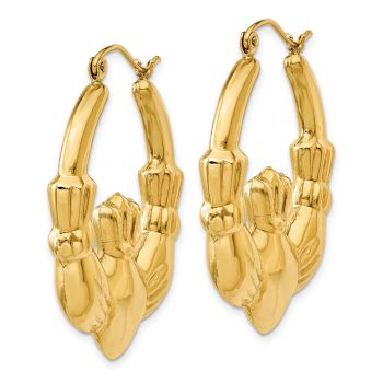 Large Claddagh Hoop Earrings in 14K Yellow Gold 2