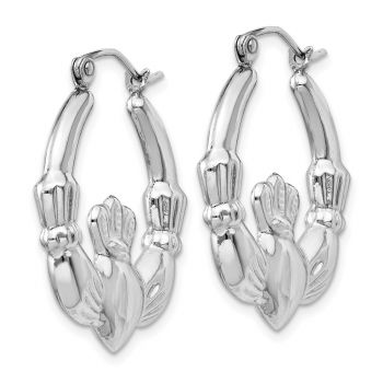 1-Inch Claddagh Hoop Earrings in 14K White Gold 2